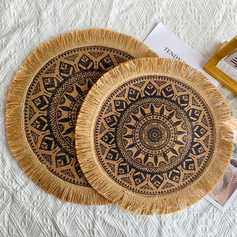 Heat Insulated Linen Coaster Jute Decorative Mat for Home Kitchen Tabletop