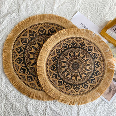 Heat Insulated Linen Coaster Jute Decorative Mat for Home Kitchen Tabletop