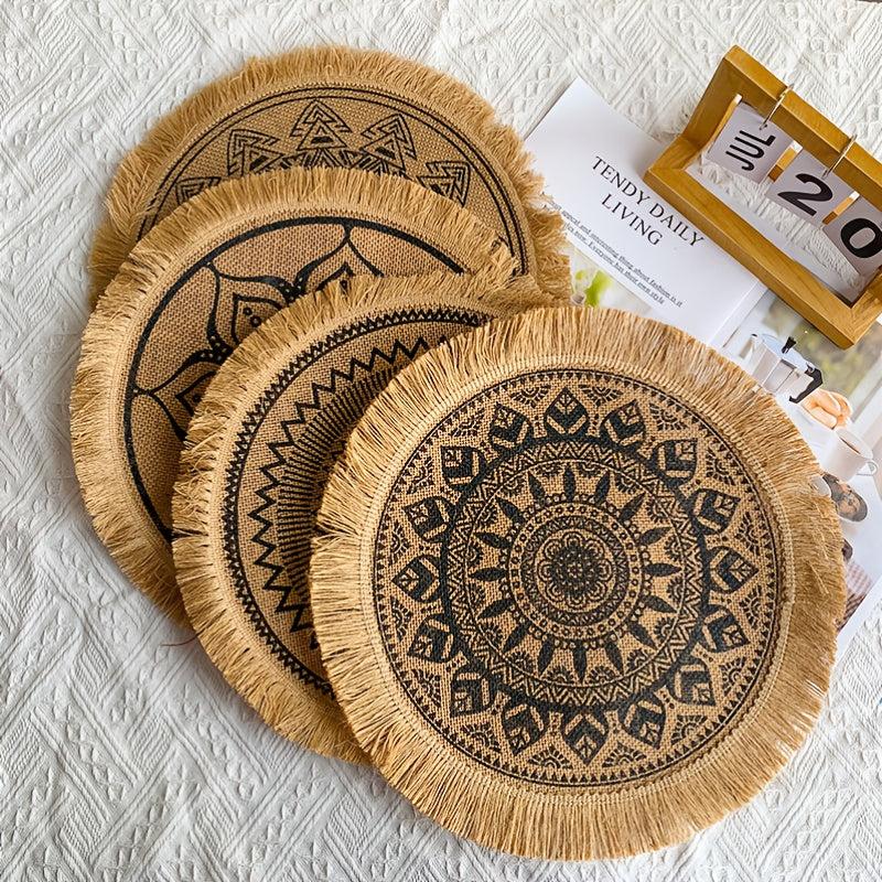 Heat Insulated Linen Coaster Jute Decorative Mat for Home Kitchen Tabletop