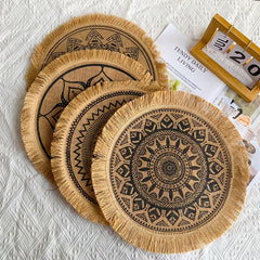 Heat Insulated Linen Coaster Jute Decorative Mat for Home Kitchen Tabletop