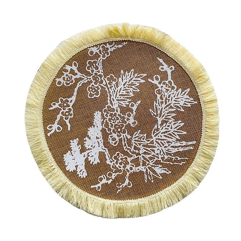 Heat Insulated Linen Coaster Jute Decorative Mat for Home Kitchen Tabletop