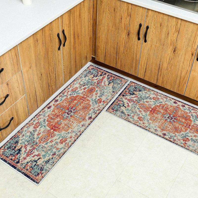 Boho Classical Pattern Kitchen Rug Non-Slip Stain Resistant Long Strip Mat