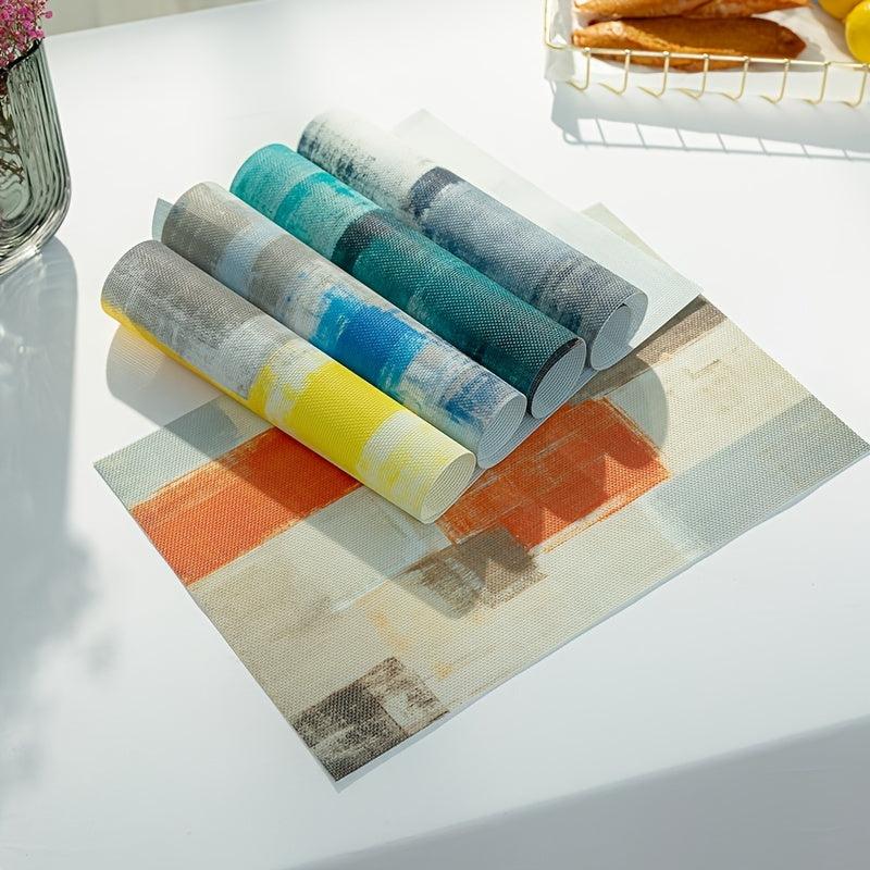 Rectangular Placemat Washable Heat Resistant Place Mats Non slip PVC Table Mat