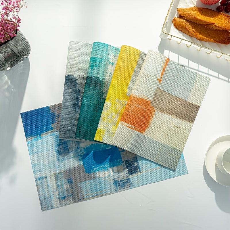 Rectangular Placemat Washable Heat Resistant Place Mats Non slip PVC Table Mat