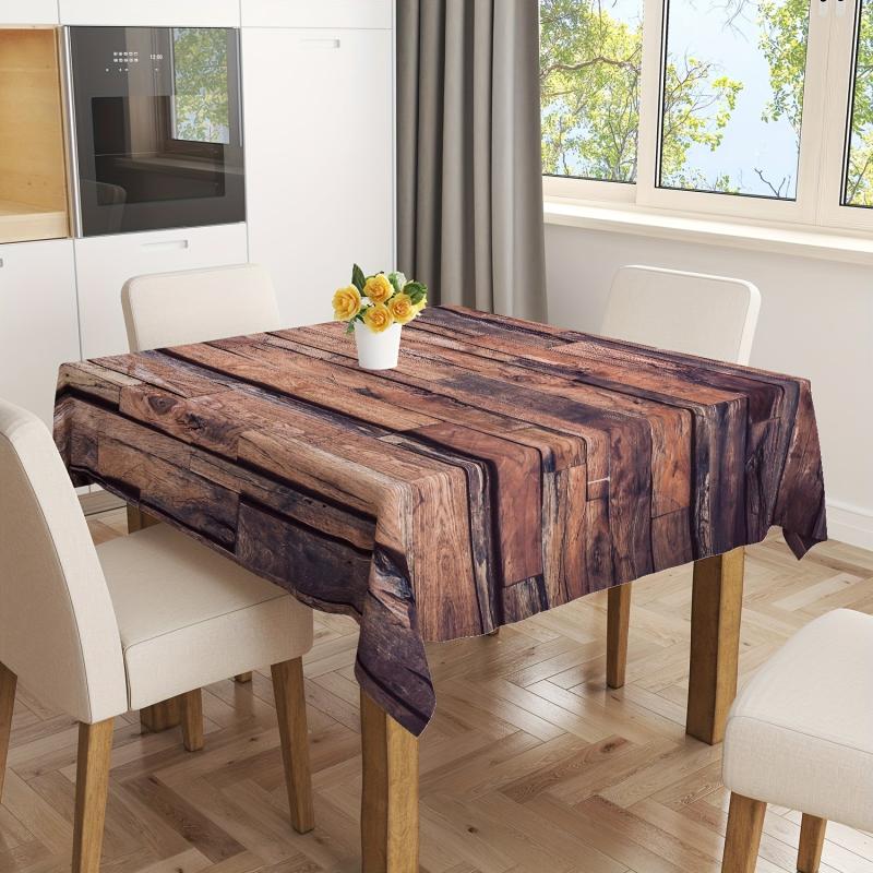 Waterproof Vintage Wood Grain Tablecloth for Home Restaurants Weddings