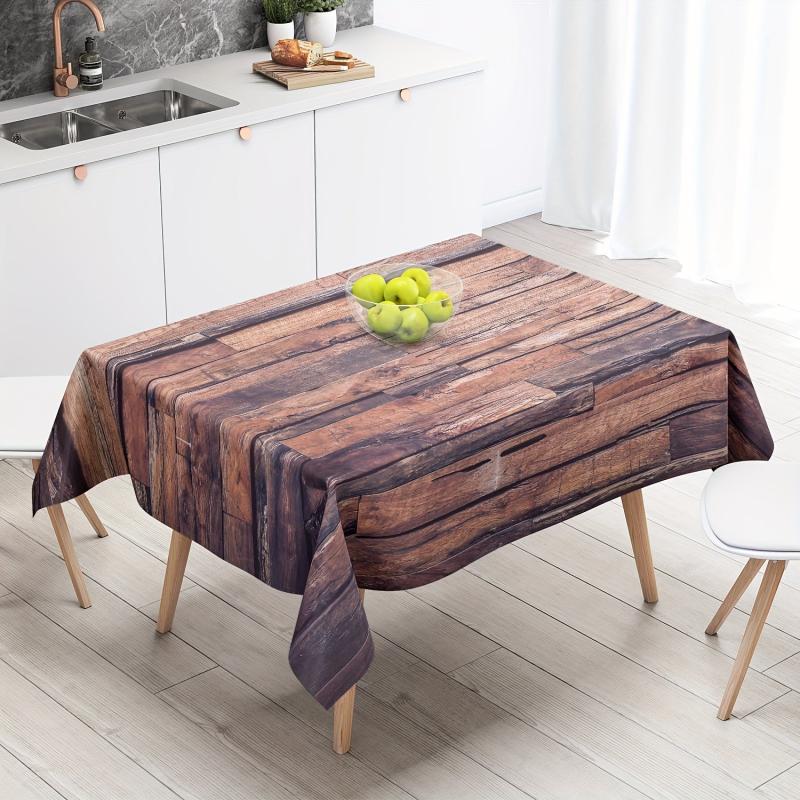 Waterproof Vintage Wood Grain Tablecloth for Home Restaurants Weddings