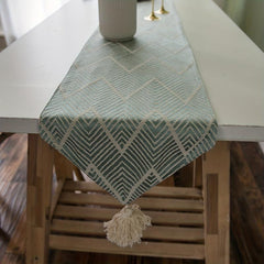 Polyester Geometric Pattern Table Runner with Tassel - Holiday Decoration