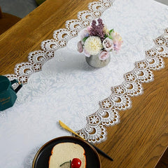 Lace Macrame Table Runner Floral Fabric TV Bedside Cabinet Dust Proof Cloth