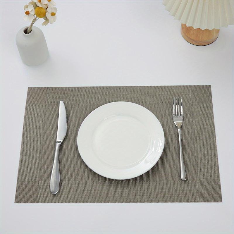 4pcs Single Frame Corners Placemat PVC Teslin Woven Table Mat