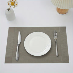 4pcs Single Frame Corners Placemat PVC Teslin Woven Table Mat
