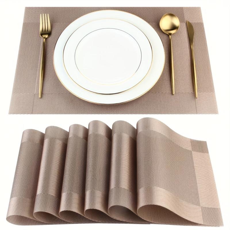 4pcs Single Frame Corners Placemat PVC Teslin Woven Table Mat