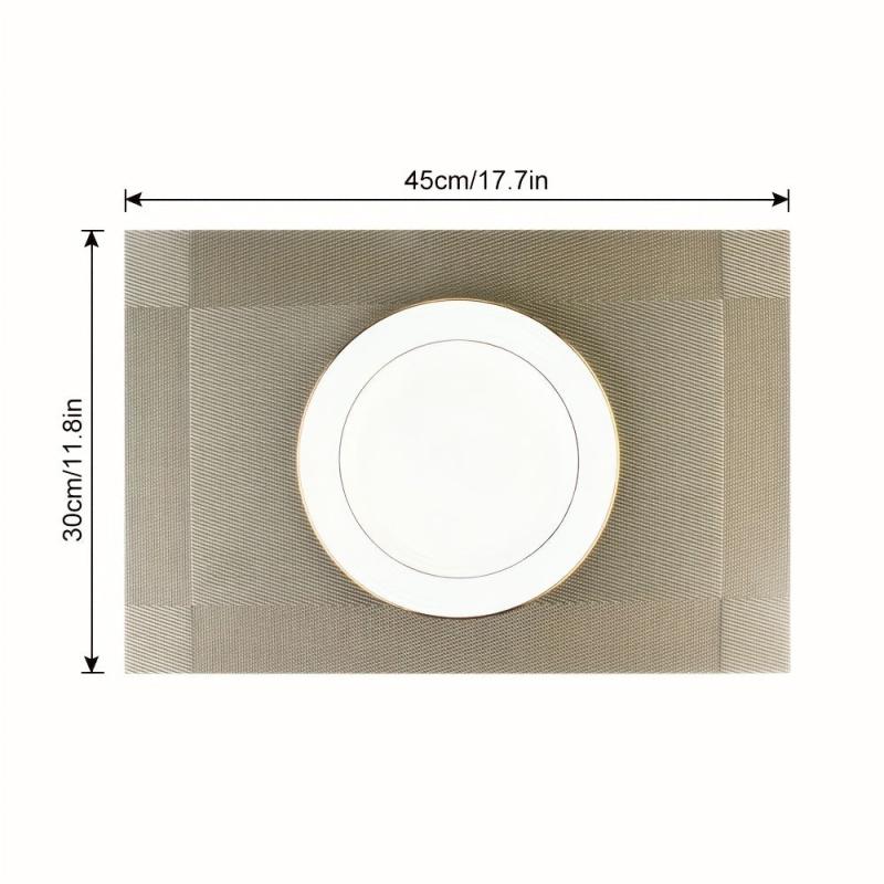 4pcs Single Frame Corners Placemat PVC Teslin Woven Table Mat