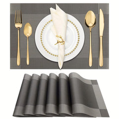 4pcs Single Frame Corners Placemat PVC Teslin Woven Table Mat