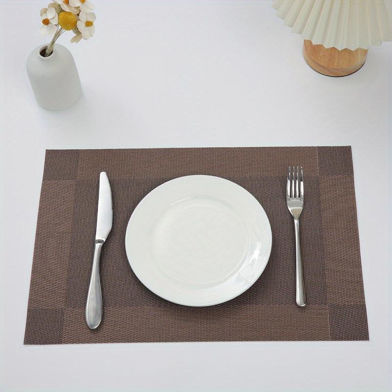 4pcs Single Frame Corners Placemat PVC Teslin Woven Table Mat