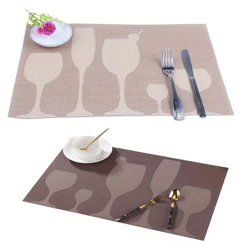 6pcs Polyvinyl Placemats Heat Resistant Place Mats Washable PVC Table Mats