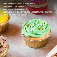 20pcs 5oz Golden Aluminum Foil Baking Cup With Lid Disposable Cupcake Liners