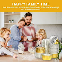 20pcs 5oz Golden Aluminum Foil Baking Cup With Lid Disposable Cupcake Liners