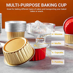 20pcs 5oz Golden Aluminum Foil Baking Cup With Lid Disposable Cupcake Liners