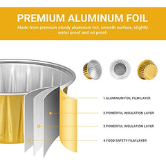 20pcs 5oz Golden Aluminum Foil Baking Cup With Lid Disposable Cupcake Liners