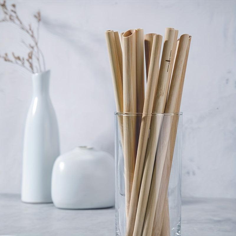 10 Bamboo Drinking Straws BPA-Free for Parties Weddings Picnics
