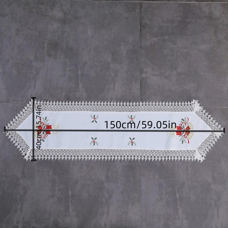 Polyester Christmas Table Runner Red Bell Printed Holiday Decoration
