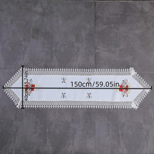 Polyester Christmas Table Runner Red Bell Printed Holiday Decoration