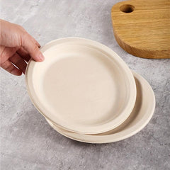 50pcs Natural Paper Disposable Plates Party Tableware Supplies