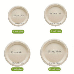 50pcs Natural Paper Disposable Plates Party Tableware Supplies