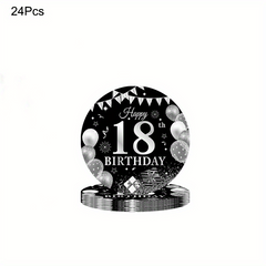 24pcs 18th Birthday Party Supplies Paper Plates Cups Napkins Party Tableware