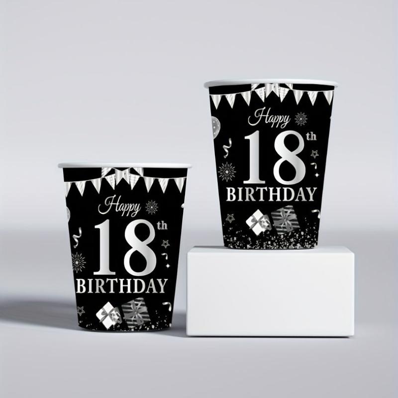 24pcs 18th Birthday Party Supplies Paper Plates Cups Napkins Party Tableware