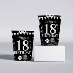 24pcs 18th Birthday Party Supplies Paper Plates Cups Napkins Party Tableware