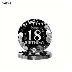 24pcs 18th Birthday Party Supplies Paper Plates Cups Napkins Party Tableware