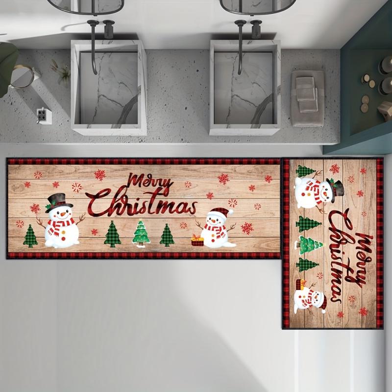 Christmas Style Kitchen Decorative Floor Mat Non Slip Comfortable Standing