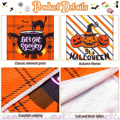 6pcs Halloween Printed Dish Towel Set Pumpkin Ghost Kitchen Towels