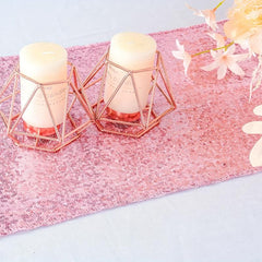 Pink Golden Sequin Table Runner 30x182cm Glitter Table Cloth for Wedding