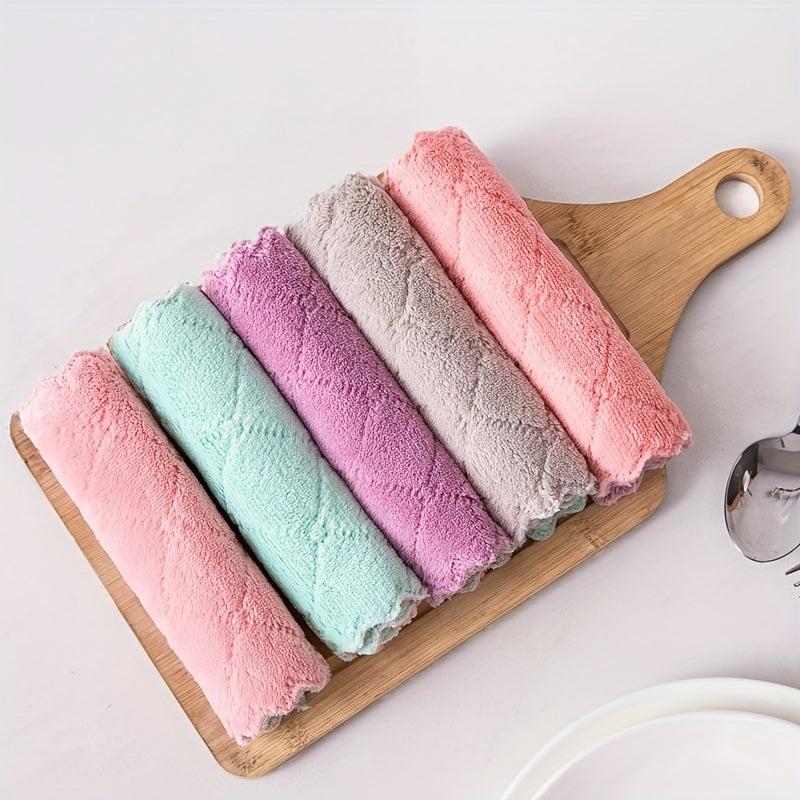 10pcs Microfiber Dish Towels Absorbent Double Sided Oblong Cloths