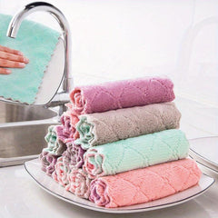 10pcs Microfiber Dish Towels Absorbent Double Sided Oblong Cloths