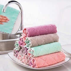 10pcs Microfiber Dish Towels Absorbent Double Sided Oblong Cloths