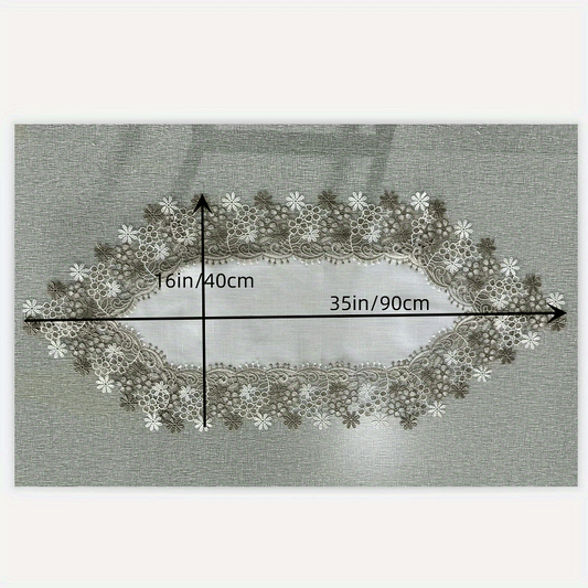 Floral Embroidered Lace Table Runner Vintage Style Dust Proof Table Cloth