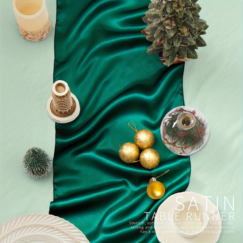 4pcs Green Silk Table Runner for Wedding Banquet Party Decor