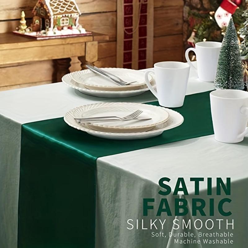 4pcs Green Silk Table Runner for Wedding Banquet Party Decor