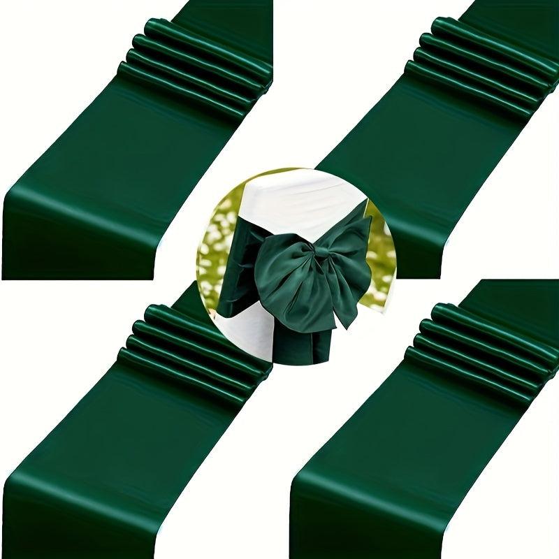 4pcs Green Silk Table Runner for Wedding Banquet Party Decor
