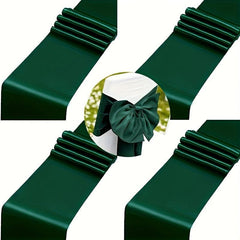 4pcs Green Silk Table Runner for Wedding Banquet Party Decor