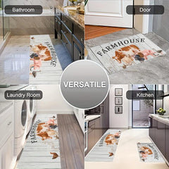 2pcs Cartoon Animal Farm Pattern Area Floor Mat Soft Comfortable Non-slip Carpet