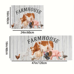2pcs Cartoon Animal Farm Pattern Area Floor Mat Soft Comfortable Non-slip Carpet
