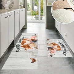 2pcs Cartoon Animal Farm Pattern Area Floor Mat Soft Comfortable Non-slip Carpet