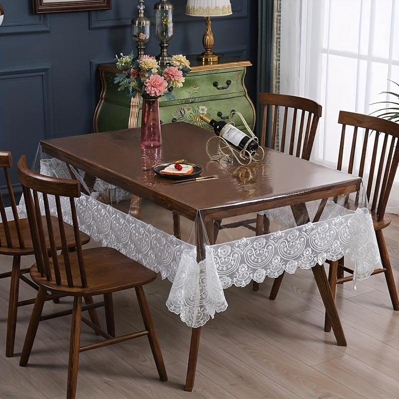Polyester Lace Square Tablecloth Waterproof Anti Scratch Home Decor