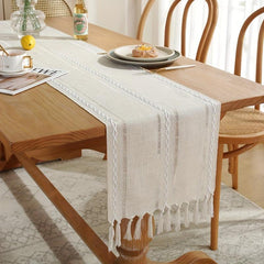 Polyester Table Runner Hand-woven with Tassels American Style