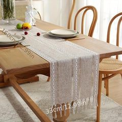 Polyester Table Runner Hand-woven with Tassels American Style