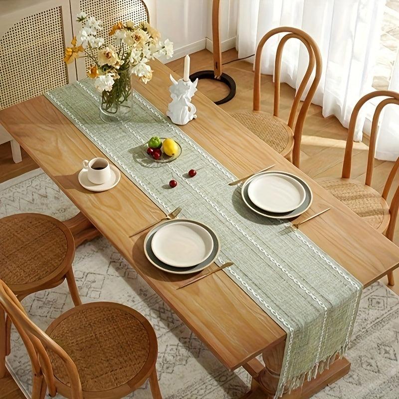 Polyester Table Runner Hand-woven with Tassels American Style